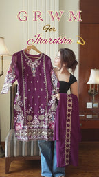 Kalikar Fendi Crush with Zari & Sequins Embroidered work - KLM13