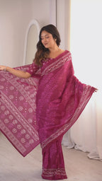 Designer Printed Pure Cotton Saree of Pink