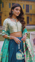 Kalikar Zari Weaving Work With Sequins and Thread Embroidery Scallop Lace Border -2030