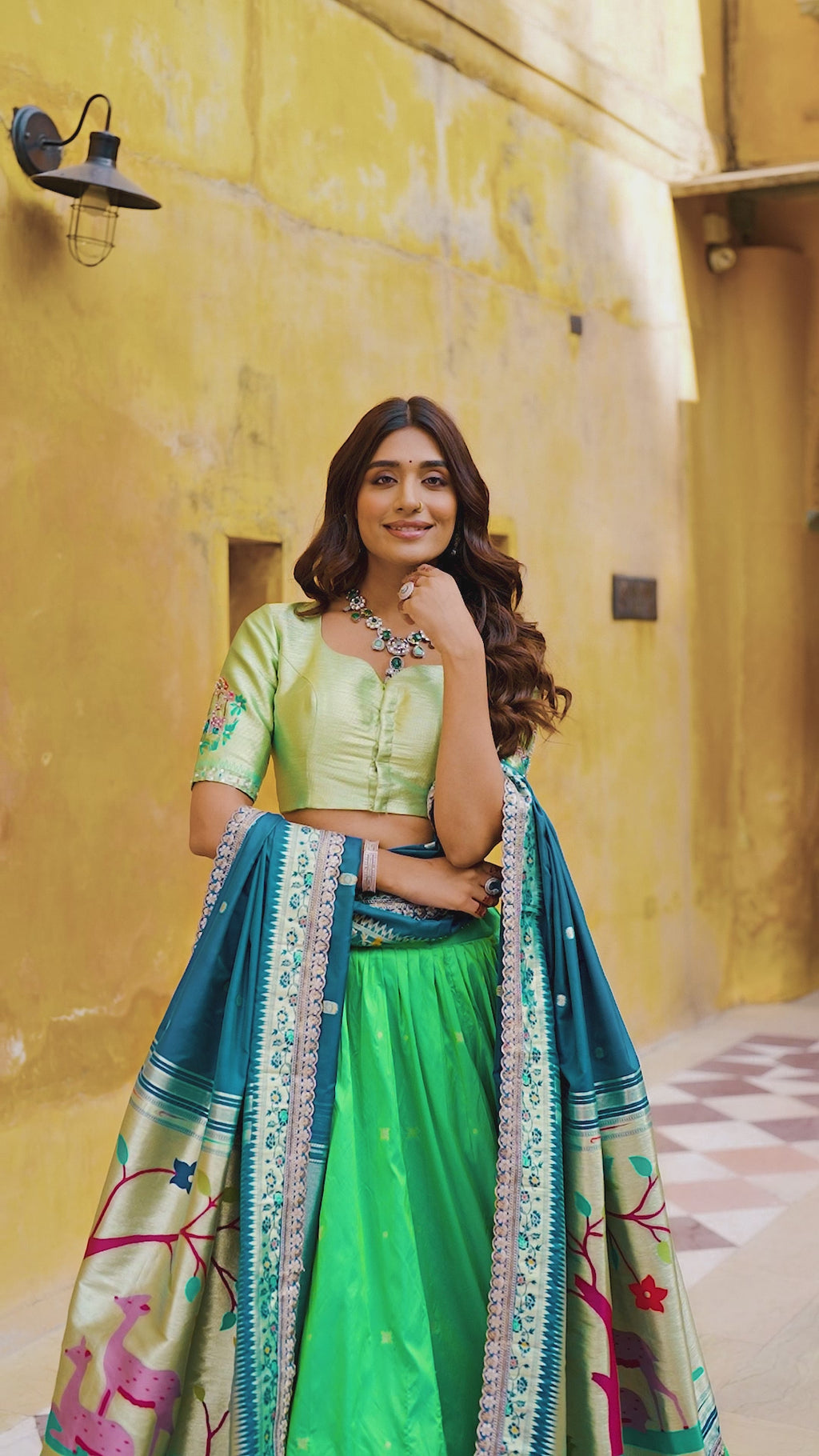 Kalikar Zari Weaving Work With Sequins and Thread Embroidery Scallop Lace Border -2030