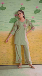 Premium Designer Embroidered Co-ord Set of Reyon Fabric