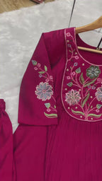 Elegant Straight Kurti Pant Dupatta Set of Pink