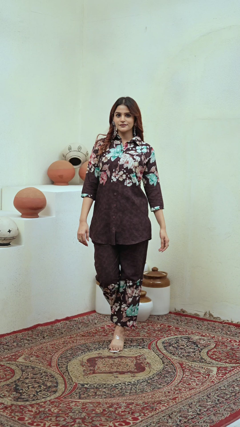 Designer Printed with Hand Embroidered Co-ord Set of Cotton