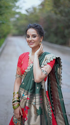 Kalikar Zari Weaving Work With Sequins and Thread Embroidery Scallop Lace Border-2014