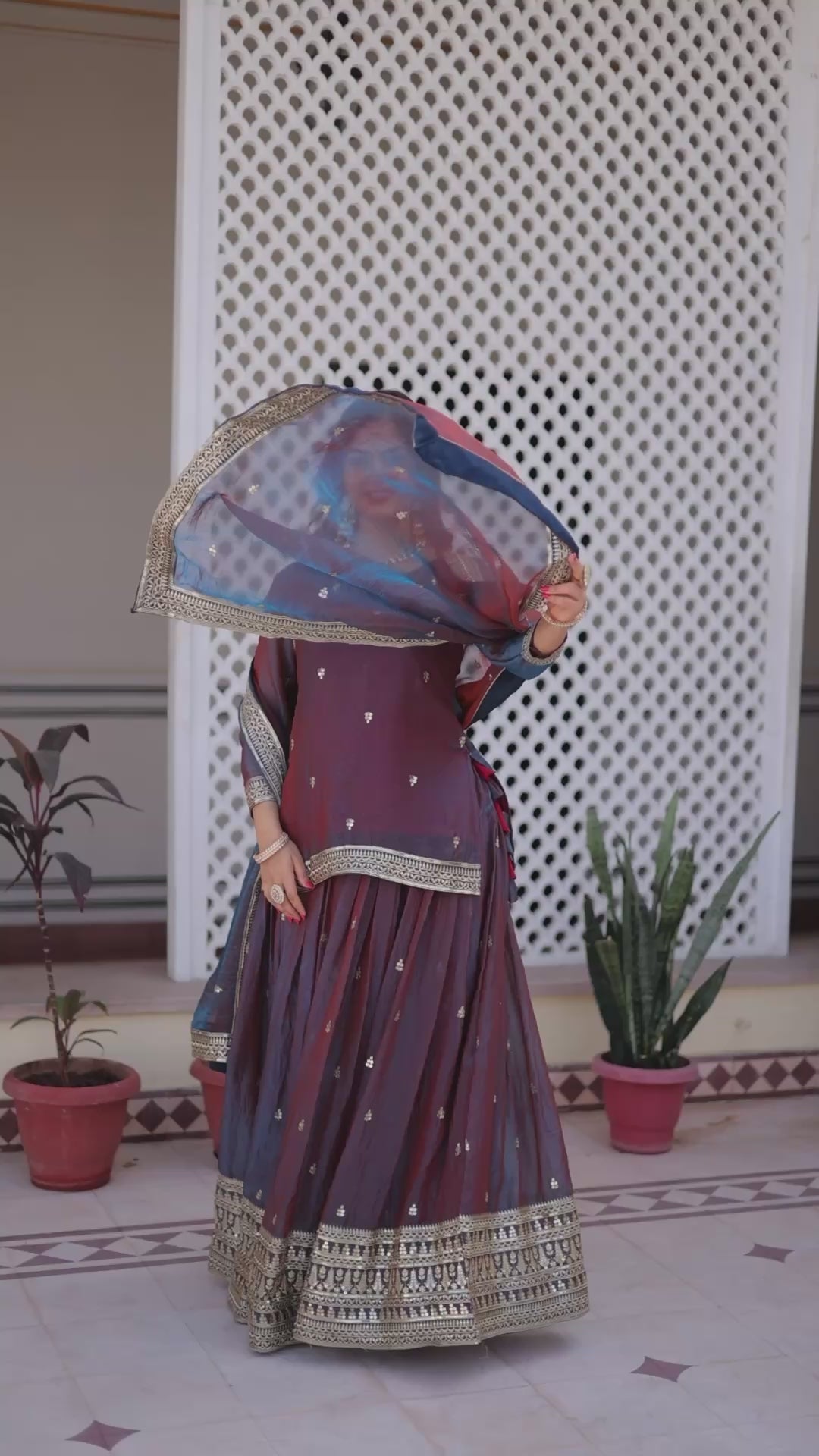 Kalikar Fendi Chiffon with Zari Sequins Embroidered Work-5065