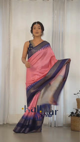 Pink Color Designer Prism Print with Weaving Border.