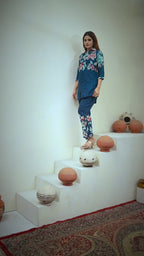 Designer Printed with Hand Embroidered Co-ord Set of Cotton