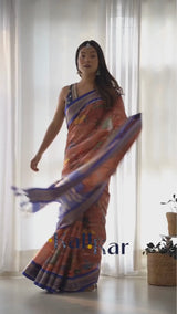 Pure Weaving Silk Saree with Kalamkari Print.