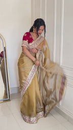 Kalikar Mocha Silk Embroidery work -Kajol Gold