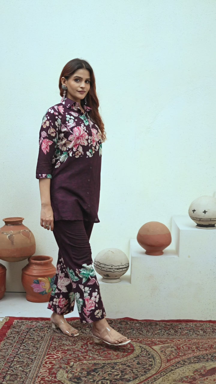 Designer Printed with Hand Embroidered Co-ord Set of Cotton